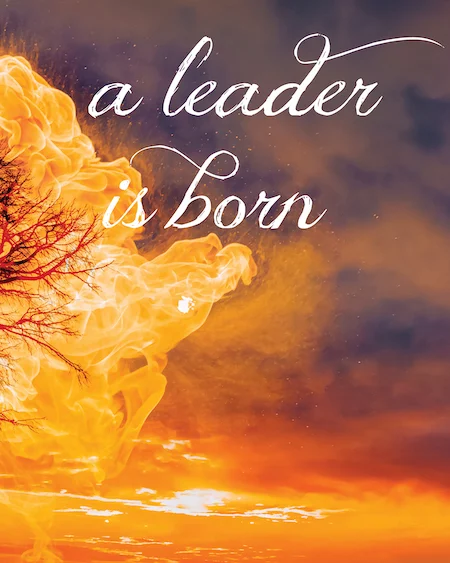 "A Born Leader" text on heavenly background