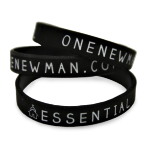 Black Rubber Bracelets with white text- OneNewMan.com, Essential